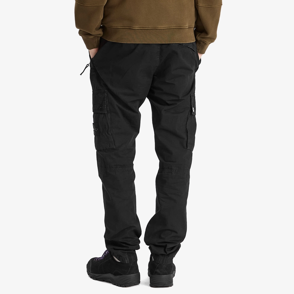 Stone Island Men's Old Effect Brushed Cotton Canvas Cargo Pants Black